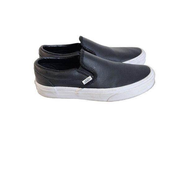 Van's Black Perf Leather Classic Slip-On Men's Size 7 Woman's Size 8.5 - Picture 2 of 7